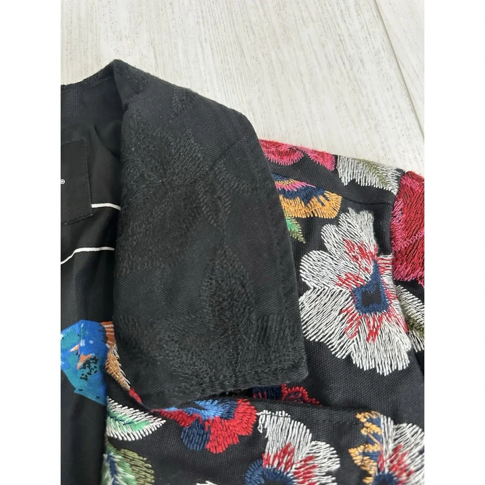 DESIGUAL‎ Women's Embroidered Fiorella Biker Jacket Sz 38 EU 4 US Floral
